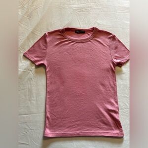 Zara Ribbed Pink Crew Neck Top